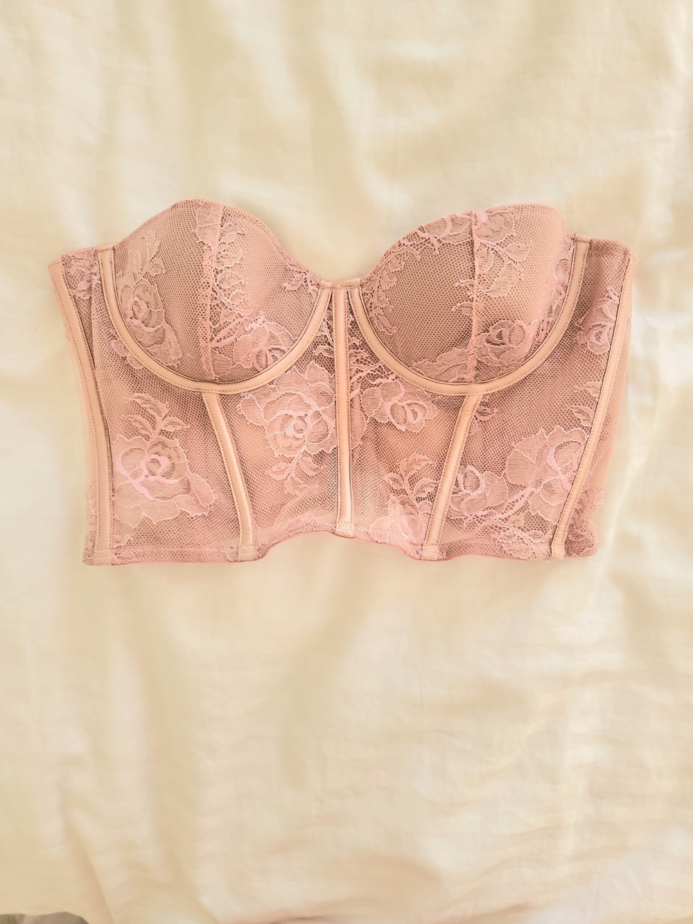 Fleur du Mal Blush Pink Lace Longline Bustier